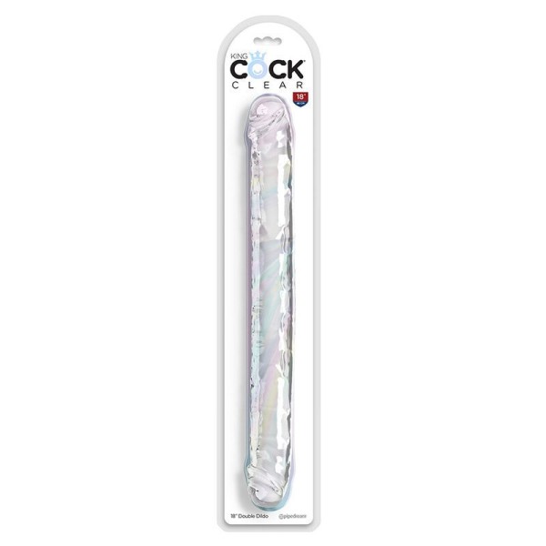 KING COCK - DOUBLE TROUBLE DILDO DOBLE 46 CM TRANSPARENTE KING CO