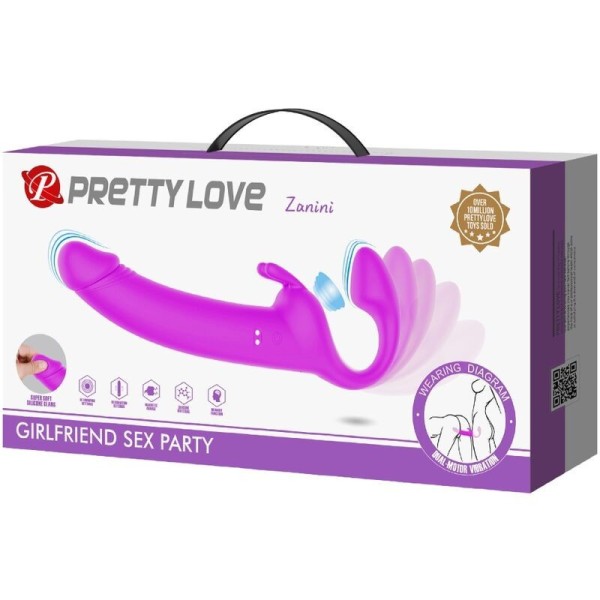 PRETTY LOVE - ZANINI STRAPLESS STRAP-ON 10 VIBRATIONS VIOLET PRETTY LOVE