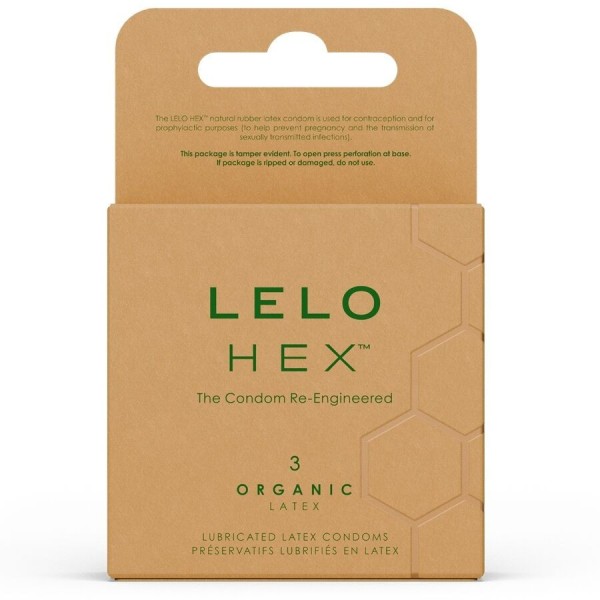 LELO - CAJA HEXAGONAL DE CONDONES ORGÁNICOS 3 UNIDADES LELO