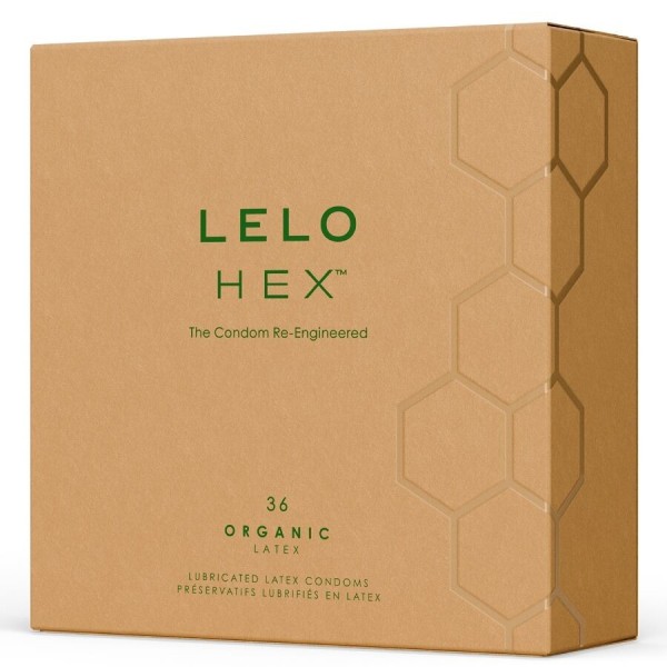 LELO - CAJA HEXAGONAL DE CONDONES ORGÁNICOS 36 UNIDADES LELO