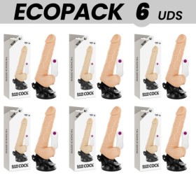 ECOPACK 6 UNITÉS - BASECOCK VIBRATEUR RÉALISTE TÉLÉCOMMANDE NATUREL AVEC TESTICULES19.5 CM -O- 4 CM BASECOCK
