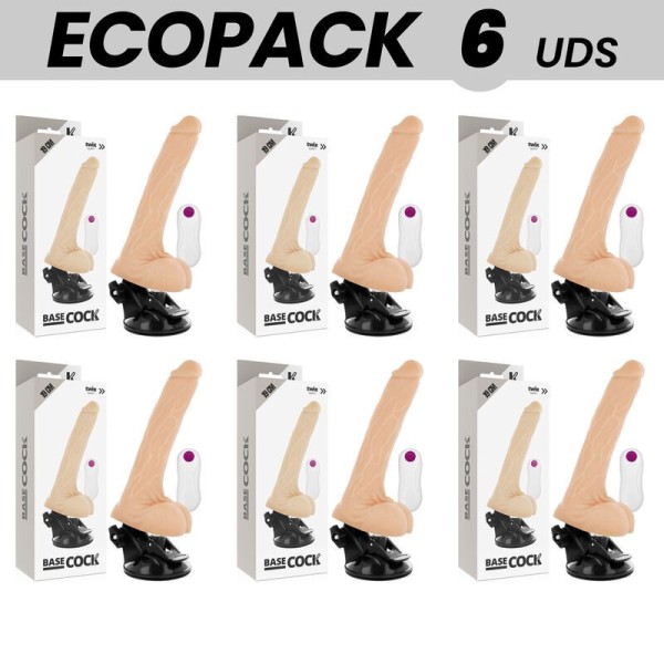 ECOPACK 6 UNITÉS - BASECOCK VIBRATEUR NATUREL RÉALISTE TÉLÉCOMMANDE 19 CM -O- 4 CM BASECOCK