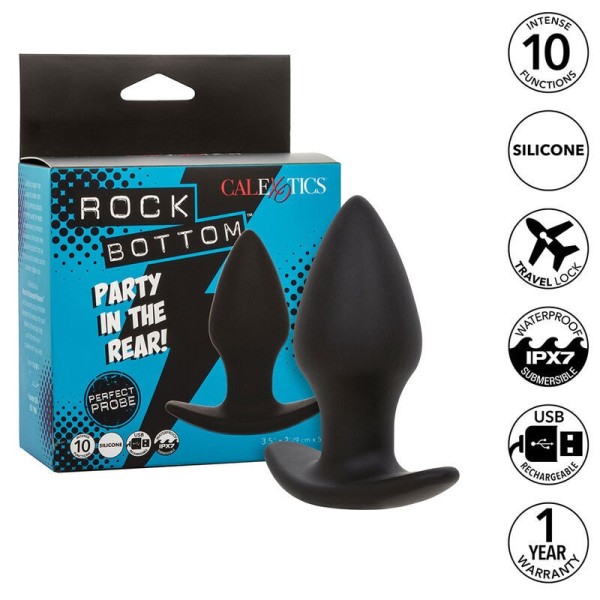 CALEXOTICS - ROCK BOTTOM PLUG ANAL PARFAIT 10 VIBRATIONS SILICONE NOIR CALEXOTICS