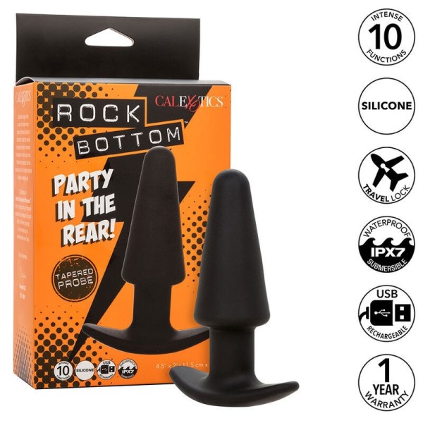 CALEXOTICS - ROCK BOTTOM PLUG ANAL CÓNICO 10 VIBRACIONES SILICONA
