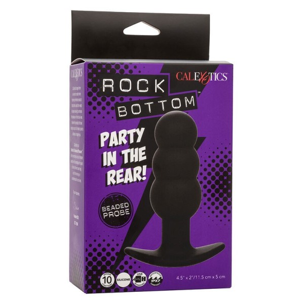 CALEXOTICS - ROCK BOTTOM PLUG ANAL PERLÉ 10 VIBRATIONS SILICONE NOIR CALEXOTICS