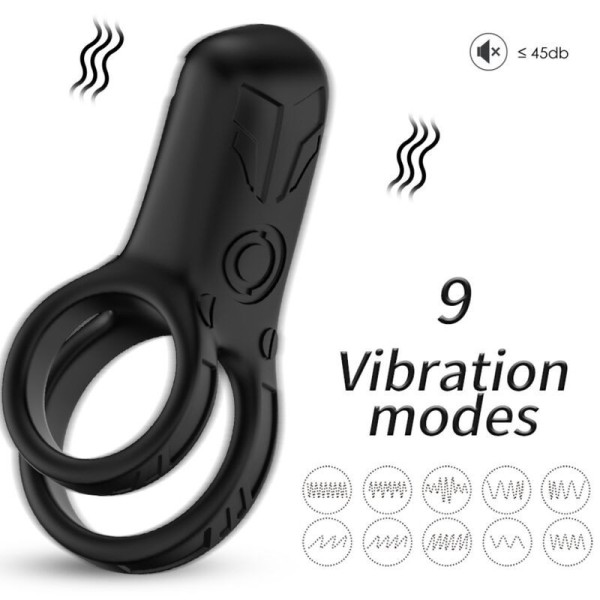 ARMONY - DOBLE ANILLO VIBRADOR NEGRO ARMONY PARA ÉL