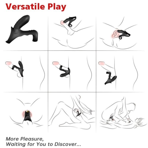 ARMONY - ANNEAU VIBRATEUR DOUBLE RANGER POUR COUPLES NOIR ARMONY FOR HIM