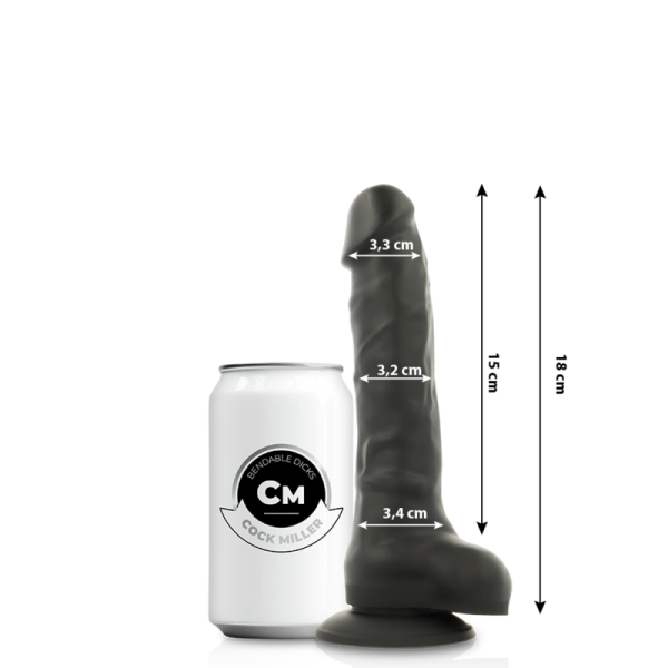 COCK MILLER - GODE RÉALISTE SILICONE DENSITÉ ARTICULABLE NOIR 18 CM COCK MILLER