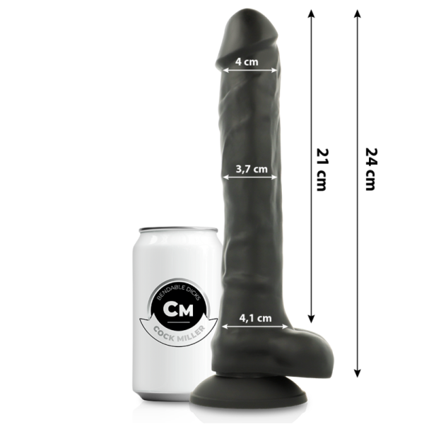 COCK MILLER - DENSIDADE DE SILICONE ARTICULÁVEL COCKSIL PRETO 24 CM COCK MILLER