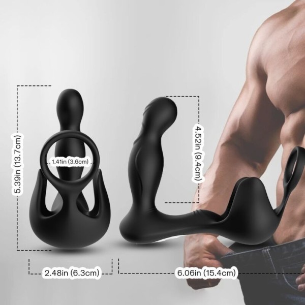 ARMONY - VIBRATEUR SURROUND ANAL & STIMULATEUR TESTICULOS & ANNEAU TÉLÉCOMMANDE NOIR ARMONY FOR HIM