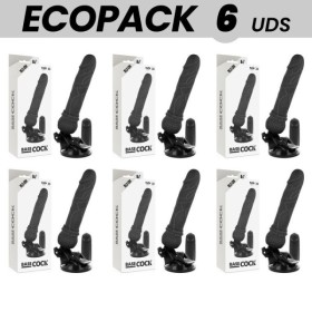 ECOPACK 6 UNITÉS - BASECOCK VIBRATEUR RÉALISTE TÉLÉCOMMANDE NOIR 19.5 CM -O- 4 CM BASECOCK