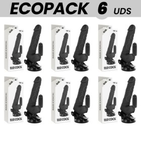 ECOPACK 6 UNIDADES - BASECOCK VIBRADOR REALÍSTICO CONTROLE REMOTO PRETO 18,5 CM -O- 4CM BASECOCK