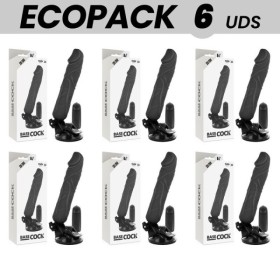 ECOPACK 6 UNITÉS - BASECOCK VIBRATEUR RÉALISTE TÉLÉCOMMANDE NOIR 20 CM -O- 4 CM BASECOCK