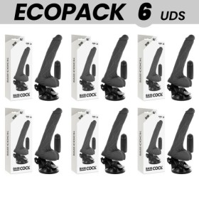 ECOPACK 6 UNITÉS - BASECOCK VIBRATEUR RÉALISTE NOIR TÉLÉCOMMANDE AVEC TESTICULES 20 CM -O- 4 CM BASECOCK
