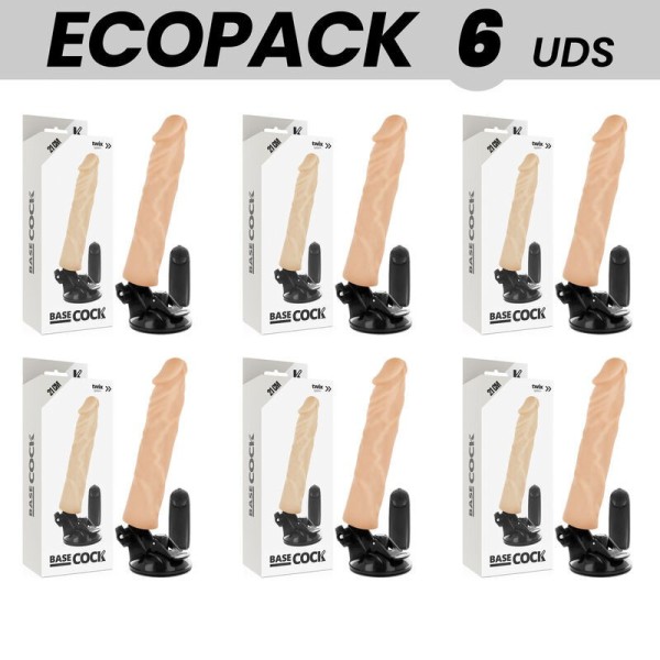 ECOPACK 6 UNITÉS - BASECOCK VIBRATEUR RÉALISTE TÉLÉCOMMANDE NATUREL 21 CM -O- 4 CM BASECOCK