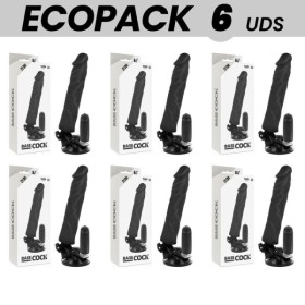 ECOPACK 6 UNITÉS - BASECOCK VIBRATEUR RÉALISTE TÉLÉCOMMANDE NOIR 21 CM -O- 4 CM BASECOCK