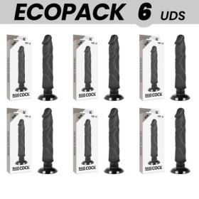 ECOPACK 6 UNITÉS - BASECOCK VIBRATEUR RÉALISTE 2-1 NOIR 20 CM -O- 4 CM BASECOCK