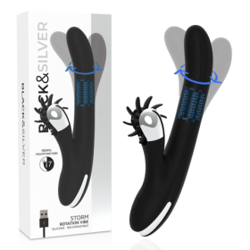 BLACK&SILVER - VIBRADOR ROTACIÓN BLACK&SILVER RABBIT STORM