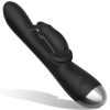 BLACK&SILVER - DJ. STIMULATEUR DE LAPIN RECHARGEABLE EN SILICONE ADAM NOIR BLACK&SILVER