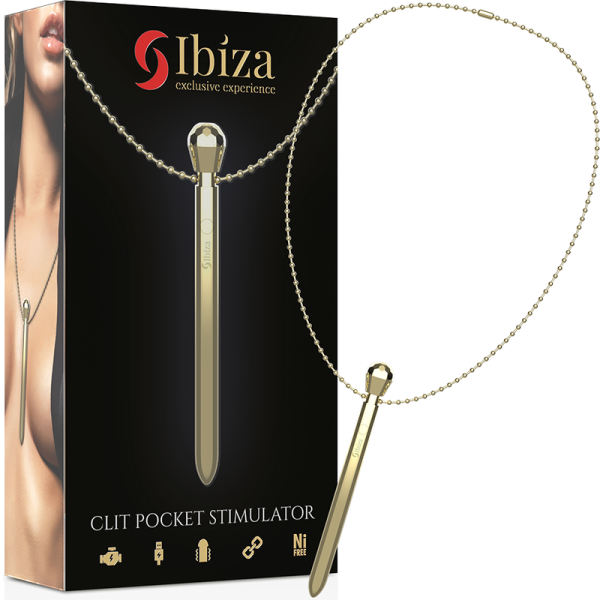 IBIZA - COLAR ESTIMULADOR DE BOLSO CLITO USB CARREGADOR 12 MODOS DE VIBRAÇÃO OURO 12,2 X 1,5 TECNOLOGIA IBIZA