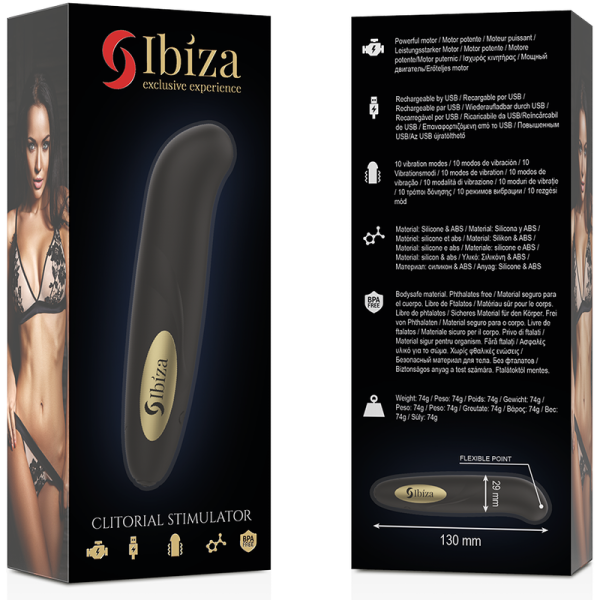 IBIZA - STIMULATEUR DE CLITORIS CHARGEUR USB 10 MODES DE VIBRATION DORÉ 13 X 2,9 IBIZA TECHNOLOGY