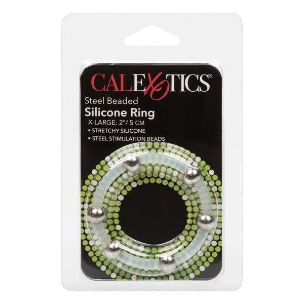 Calexotics - Anillo de acero con cuentas de silicona XL