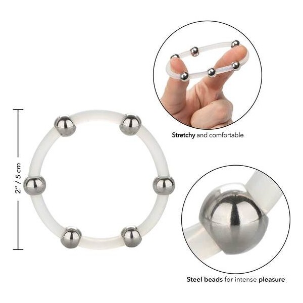 Calexotics - Bague EN Silicone Perlée Acier XL