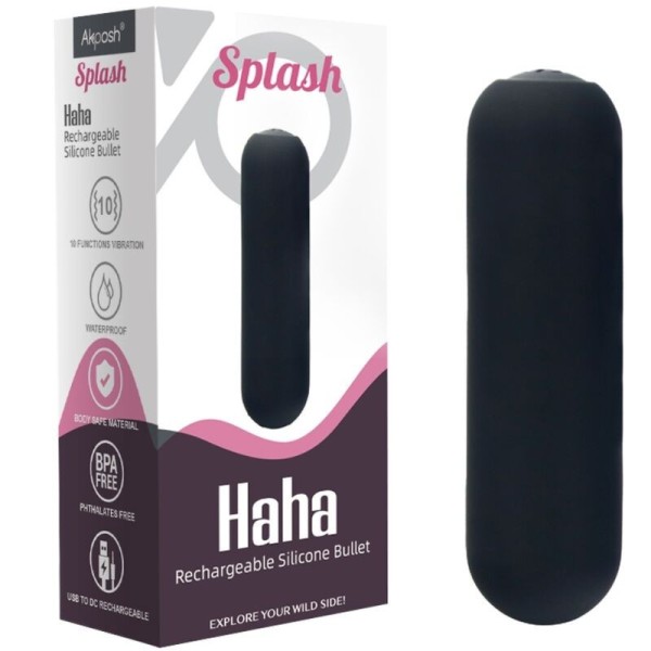 ARMONY - SPLASH HAHA VIBRATEUR BULLET SILICONE 10 VIBRATIONS 75 X 19 CM NOIR ARMONY STIMULATORS