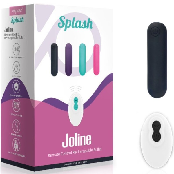 ARMONY - SPLASH JOLINE VIBRATEUR BULLET TÉLÉCOMMANDE EN SILICONE 10 VIBRATIONS 65 X 15 CM NOIR ARMONY STIMULATORS