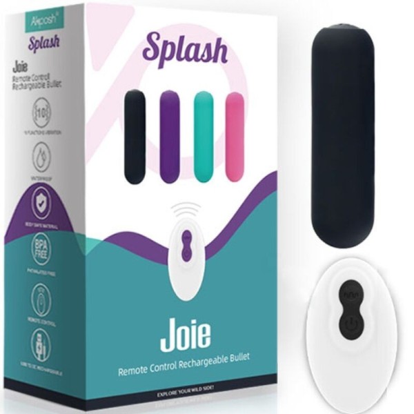 ARMONY - SPLASH JOIE VIBRATEUR BULLET TÉLÉCOMMANDE EN SILICONE 10 VIBRATIONS 75 X 19 CM NOIR ARMONY STIMULATORS