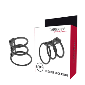 Darkness - Juego de 3 anillos flexibles para el pene