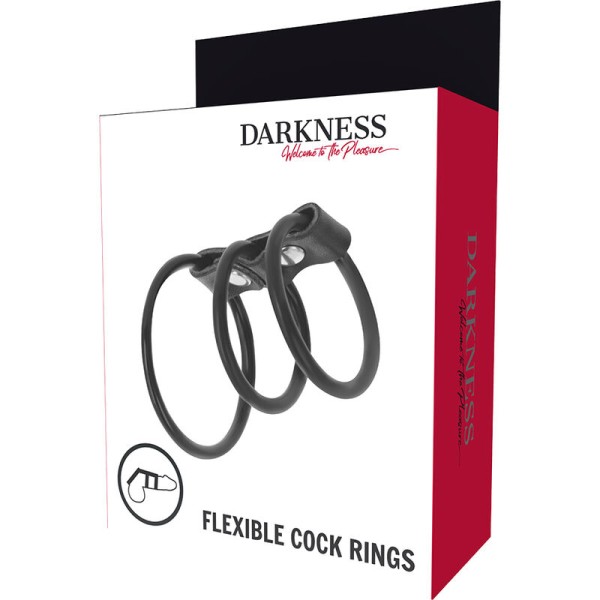 Darkness - Juego de 3 anillos flexibles para el pene