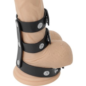 Darkness - Anillo Doble de Cuero Ajustable para Pene y Testículo