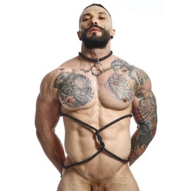 MOB - CORDE NOIRE DNGEON AVEC ANNEAU PÉNAL MOB - Harnais de corps