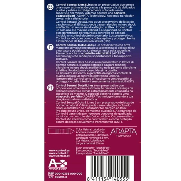 CONTROL - POINTS & LIGNES SENSUELLES POINTS ET VERGETURES 12 UNITÉS CONTROL CONDOMS