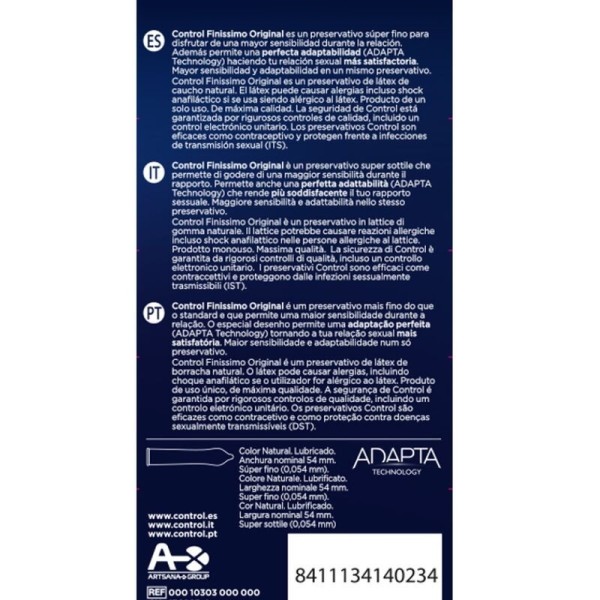 CONTROL - FINISSIMO ORIGINAL 6 UNIDADES PRESERVATIVOS CONTROL - Sensíveis