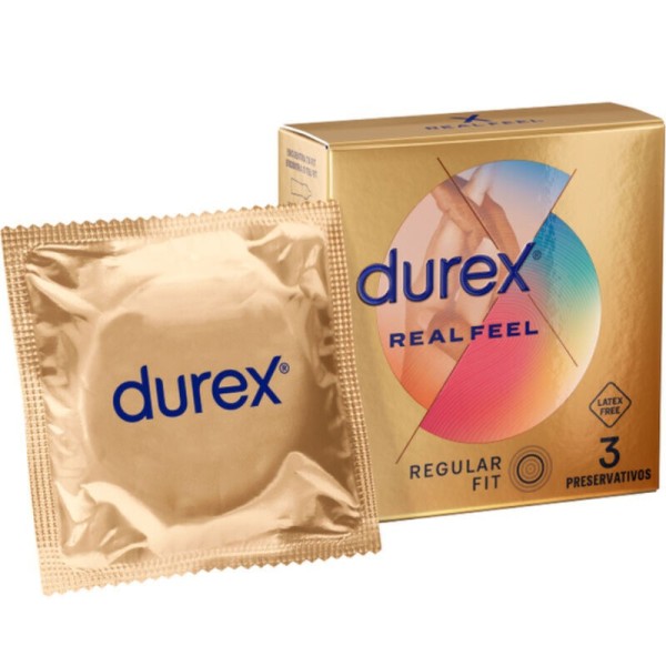 DUREX - PRÉSERVATIFS REAL FEEL 3 UNITÉS DUREX CONDOMS - Sans latex