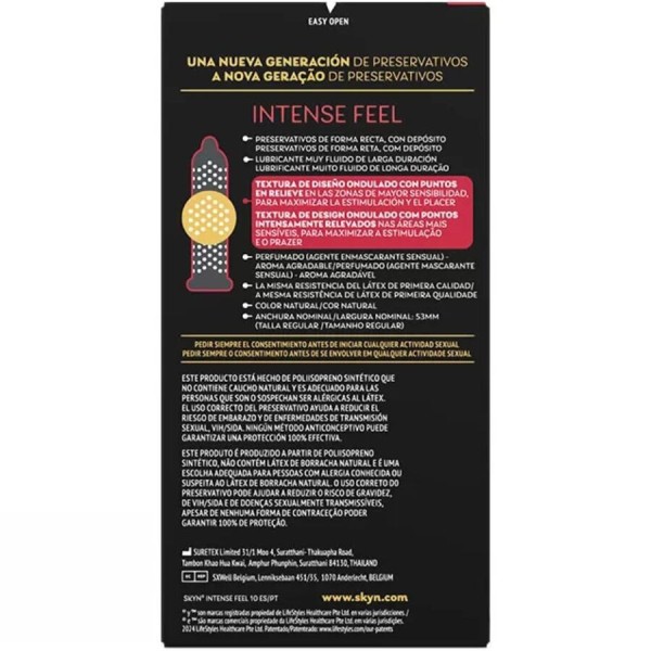 SKYN - PRÉSERVATIF TEXTURÉ À LA SENSATION INTENSE AVEC UN DESIGN ONDULÉ 10 UNITÉS SKYN