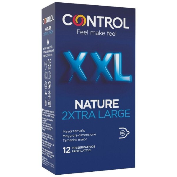 CONTROL - PRÉSERVATIFS NATURE 2XTRA GRANDS XXL - 12 UNITÉS CONTROL CONDOMS