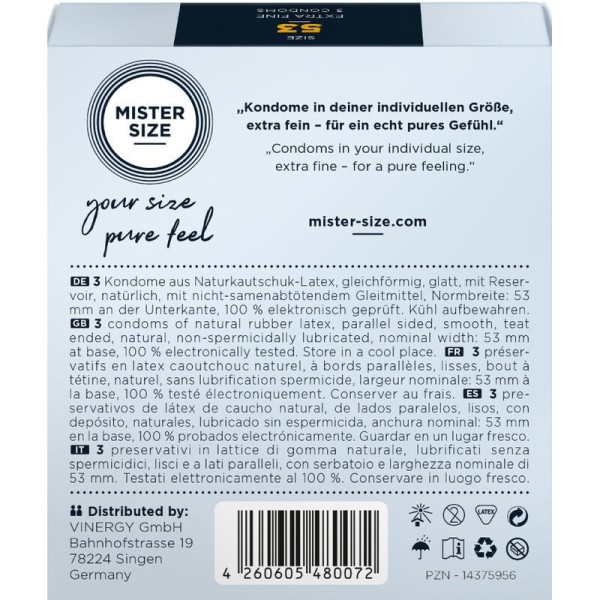 MISTER SIZE - PRÉSERVATIF TAILLE M 53 MM (3 UNITÉS) MISTER SIZE