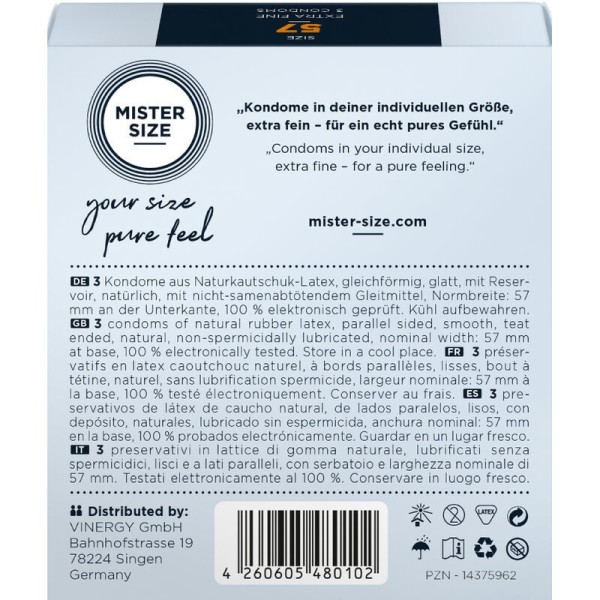 MISTER SIZE - PRÉSERVATIF TAILLE L 57 MM (3 UNITÉS) MISTER SIZE