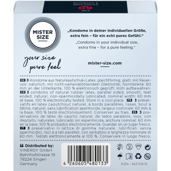 MISTER SIZE - PRÉSERVATIF TAILLE XL 60 MM (3 UNITÉS) MISTER SIZE
