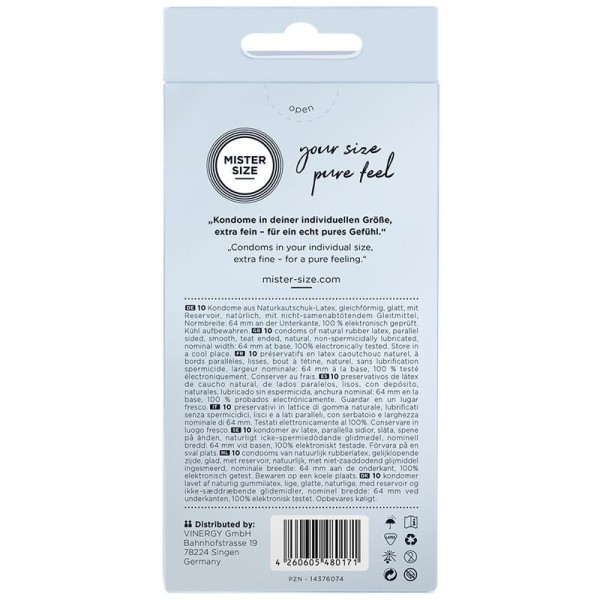 MISTER SIZE - PRÉSERVATIFS TAILLE XXL 64 MM (10 UNITÉS) MISTER SIZE