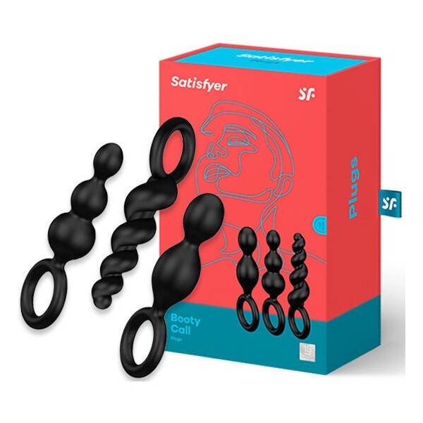 SATISFYER - SET PLUG ANAL 3 PIEZAS PLUGS SATISFYER NEGRO