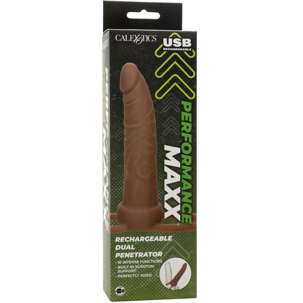 CALEXOTICS - PERFORMANCE MAXX RECHARGEABLE DOUBLE PÉNÉTRATEUR PEAU BRUN CALEXOTICS