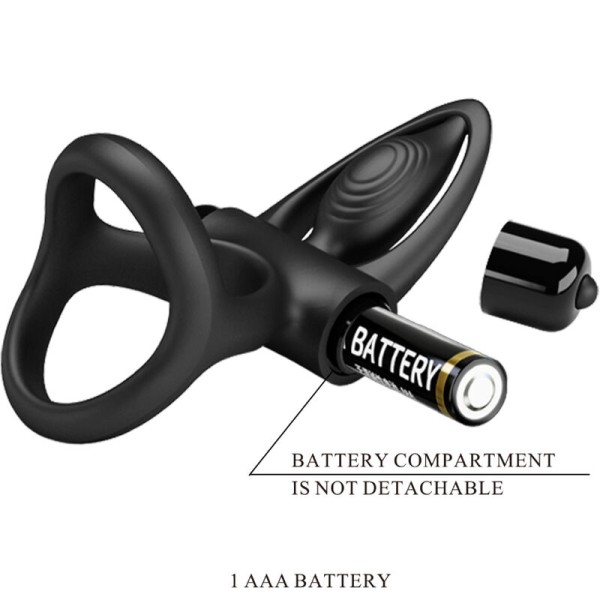 Pretty Love - Anneau Vibrant 10 Vibrations Silicone Noir