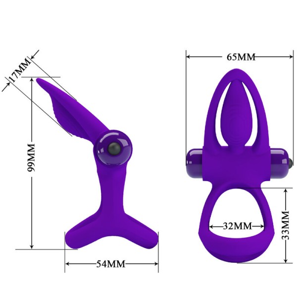 Pretty Love - Anneau Vibrateur 10 Vibrations Silicone Violette