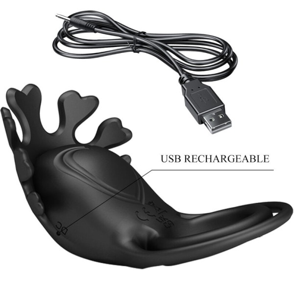 Pretty Love - Anneau Vibrateur Ruben 7 Vibrations Silicone Noir