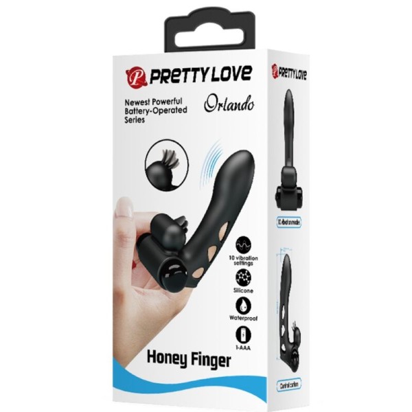 Pretty Love - Couvercle DE Doigt Vibrateur Orlando Noir