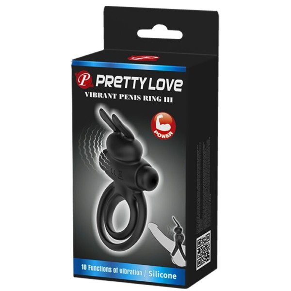 Pretty Love - Anneau DE Lapin Vibrator III Pour Pénis Noir